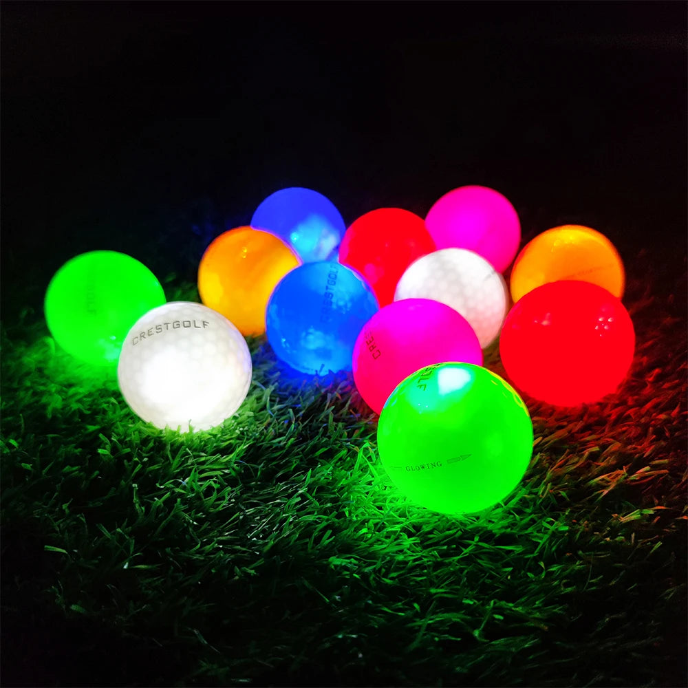 LED Glow-in-the-Dark Golf Balls - 12 Pack Luminous Night Training Balls