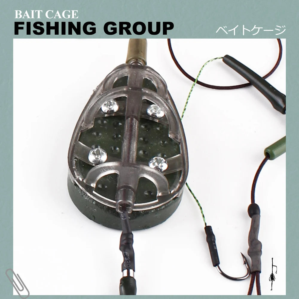 High Carbon Steel Carp Fishing Feeder Hook - Metal Bait Cage Line Group (30g-100g) - Artificial Lure Accessories