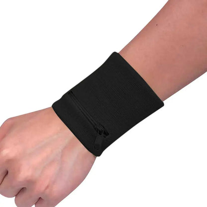 Sports Wristband with Zipper Pocket - Unisex Cotton Wrist Protection for Gym, Running & Cycling