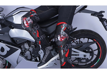 Red Motorcycle Knee Pads - Motocross Safety Protection Guards
