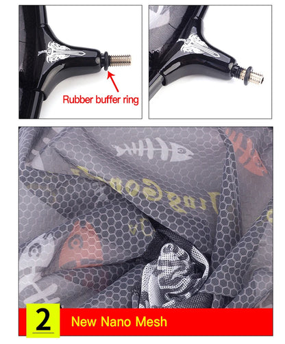 Ultra Light Carbon Titanium Alloy Fishing Net - Anti-Hook Deep Net Head with Solid Construction