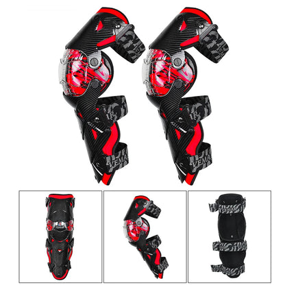 Red Motorcycle Knee Pads - Motocross Safety Protection Guards