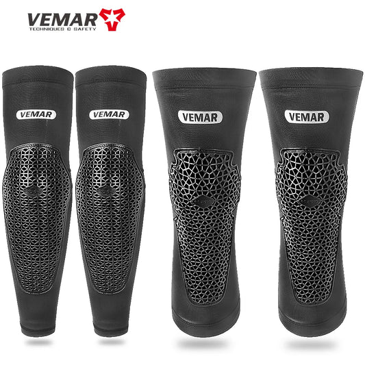 VEMAR Motorcycle Knee and Elbow Pads - Breathable Anti-Fall Protection Guards for Motocross, MTB, DH Cycling - High Elasticity Sleeves