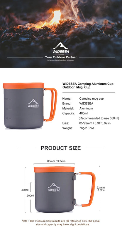 Premium Aluminum Camping Mug - Lightweight Outdoor Coffee Cup for Hiking, Trekking & Picnic Adventures