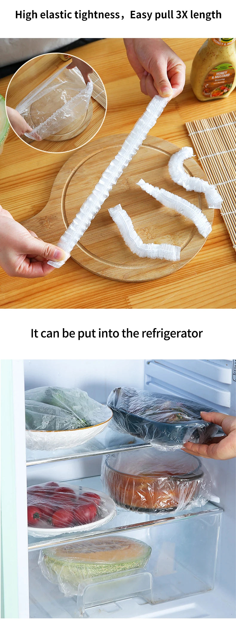Elastic Food Storage Covers - Reusable Stretch Lids for Bowls & Plates, Durable Kitchen Food Saver Wraps
