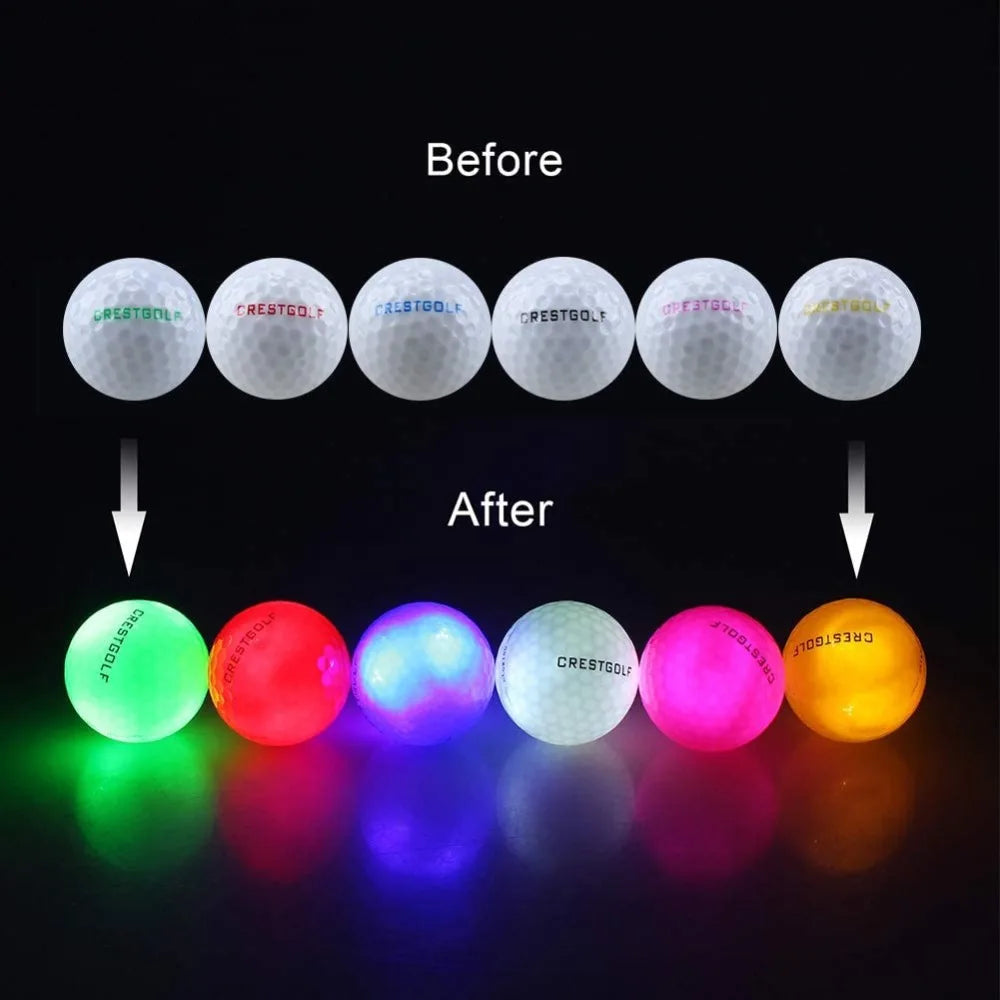LED Glow Golf Balls with Logo - Night Training Pack (3/6/10/30 Pieces) - 6 Color Options Available