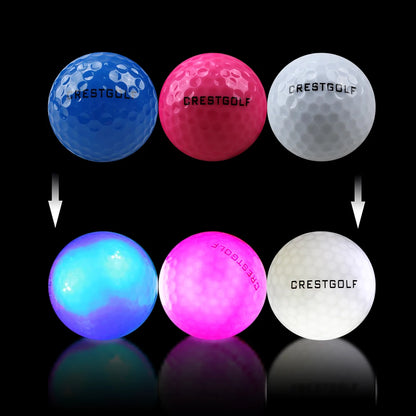 LED Glow-in-the-Dark Golf Balls - 12 Pack Luminous Night Training Balls