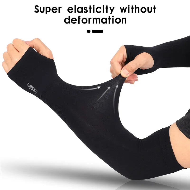 UV Protection Cycling Arm Sleeves - Long Fingerless Gloves for Running, Fishing, Golf, and Outdoor Sports
