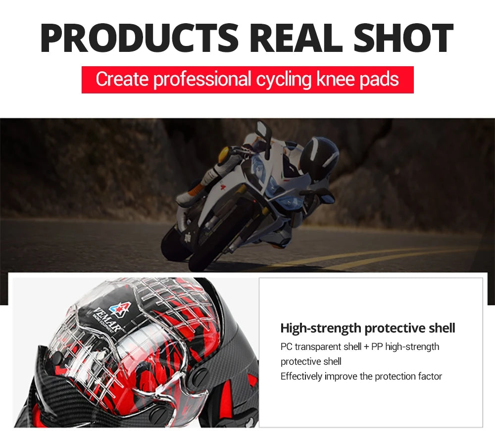 Red Motorcycle Knee Pads - Motocross Safety Protection Guards