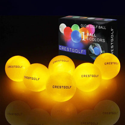 Crestgolf LED Golf Balls for Night Glow in The Dark Golf Ball with 4 Light Super Bright Six Colors Best Golf Gift for Golfers