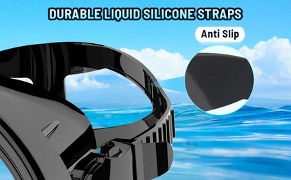 Classic Retro Oval Spearfishing Mask - Panoramic Wide View Scuba Diving Goggles with Tempered Glass Lens for Adults