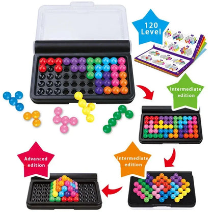 120 Challenges IQ 3D Puzzle Board Game - Classic Pyramid Plate Pearl Logical Mind for Children - Montessori Toys Gifts