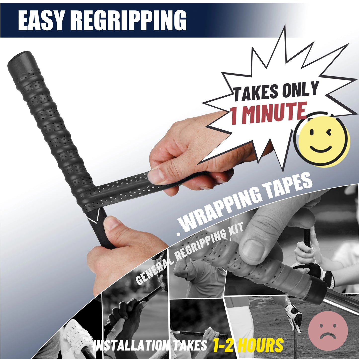Premium Golf Grip Tape - Non-Slip PU Club Grip Wrap with Sweat-Proof Technology - Universal Fit for Drivers, Irons & Putters