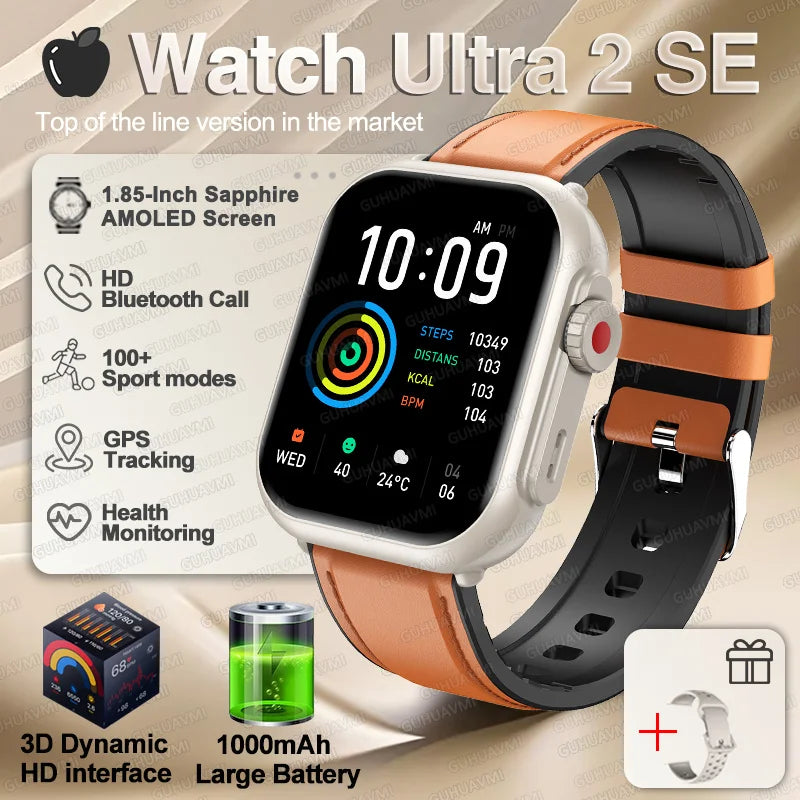 Ultra 2 SE Smart Watch - 1000mAh AMOLED GPS Fitness Tracker with Heart Rate Monitor & HD Calling for iOS & Android