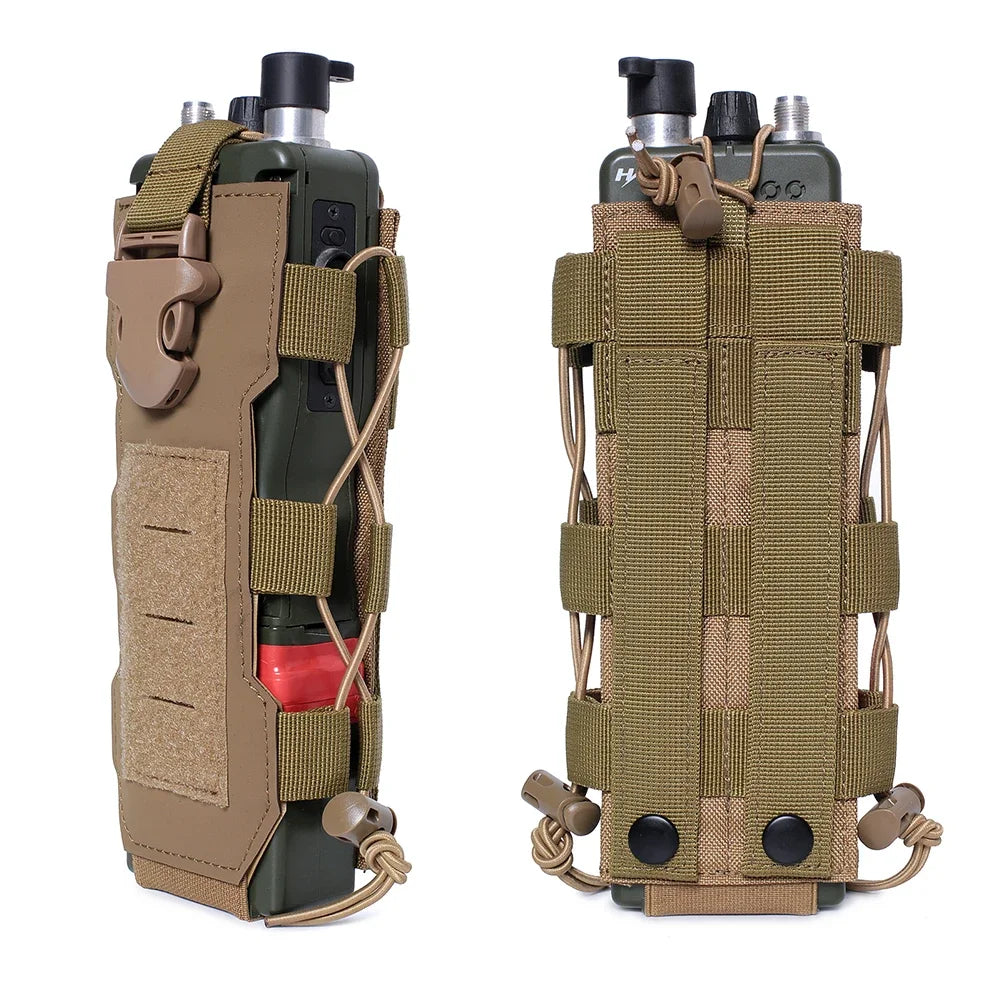 Tactical MOLLE Water Bottle Holder - Military Grade Drawstring Pouch for Outdoor Camping & Hunting