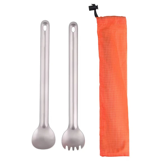 Ultralight Titanium Long Handle Spork - Portable Outdoor Camping Cutlery & Tableware by Tiartisan