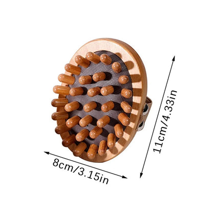 Wooden Body & Scalp Massage Brush - Natural Beech Air Cushion Massager for Anti-Cellulite & Relaxation