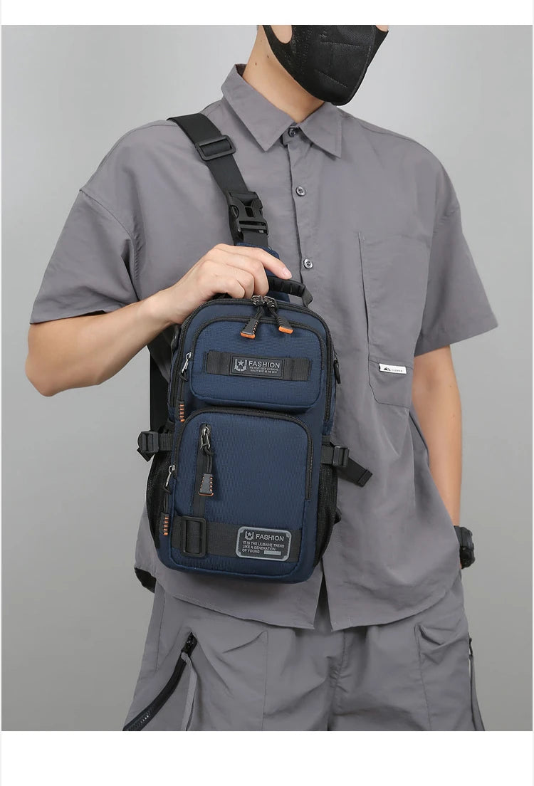 Men's Oxford Chest Pack - Unisex Crossbody Waist Bag with Zipper Pockets