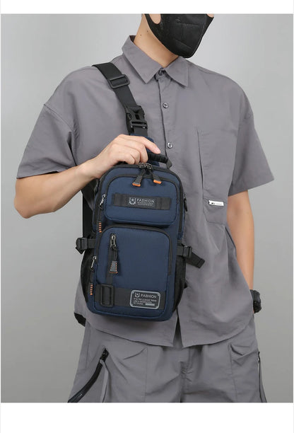 Men's Oxford Chest Pack - Unisex Crossbody Waist Bag with Zipper Pockets