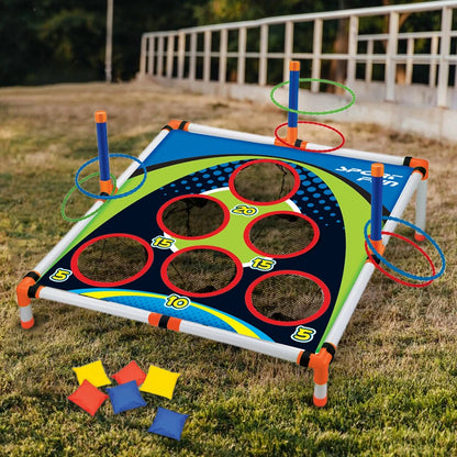 Portable Cornhole Throwing Ring Set – Easy-Assembly Ferrule Board for Kids and Adults, Fun Interactive Outdoor Yard Toss Game