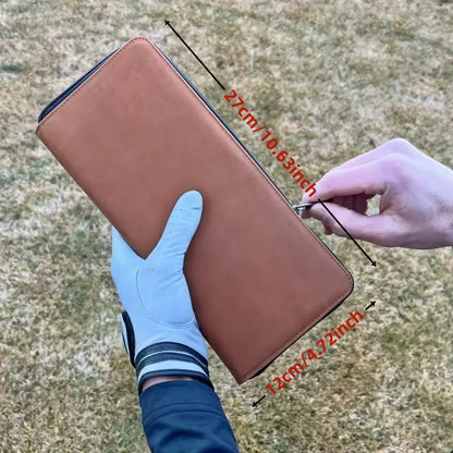 Premium Leather Golf Glove Storage Wallet - Zippered Organizer Bag