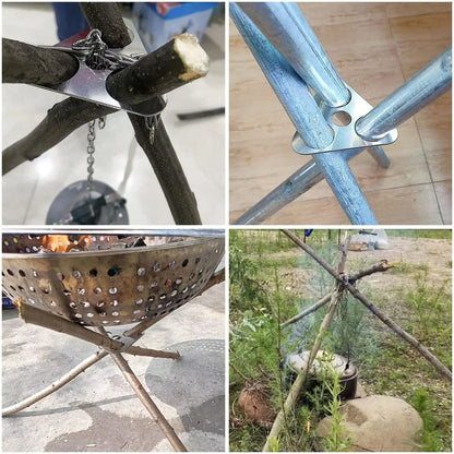 Detachable Outdoor BBQ Tripod with Hanging Rack - Portable Camping Cooking Equipment Set