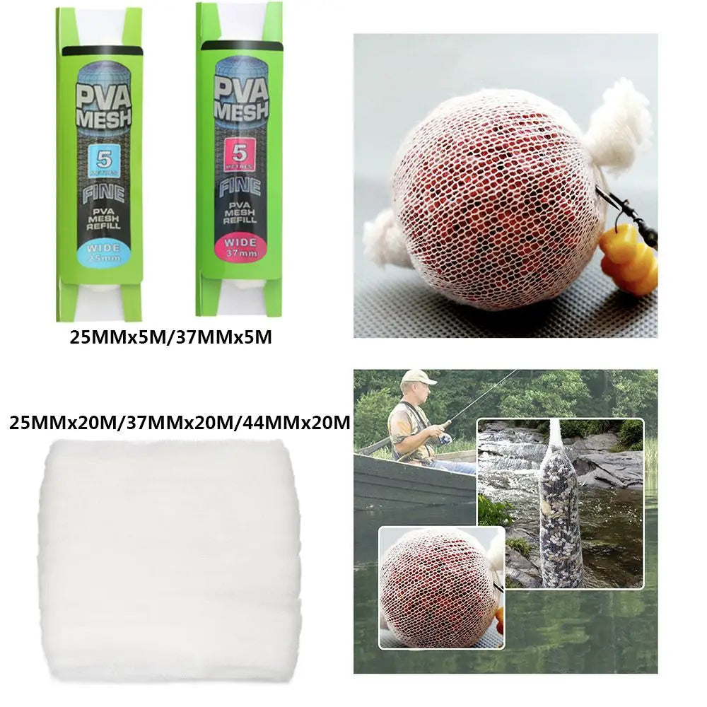 PVA Mesh Refill Bags - Water Soluble Carp Fishing Bait Wrap for Coarse Fishing Rigs
