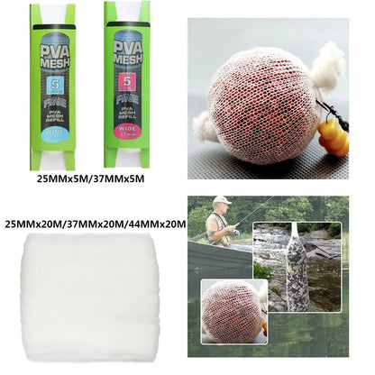 PVA Mesh Refill Bags - Water Soluble Carp Fishing Bait Wrap for Coarse Fishing Rigs