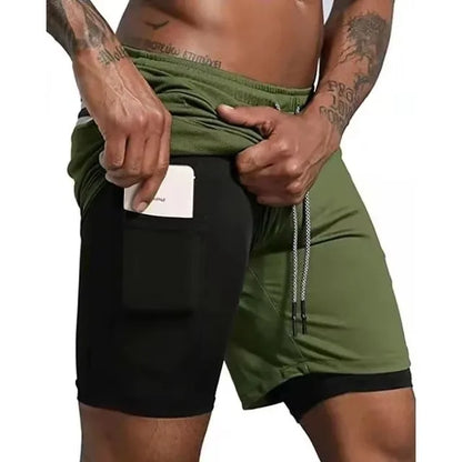 Men's 2-in-1 Compression Athletic Shorts - Double Layer Summer Fitness Training Shorts for Gym & Sports