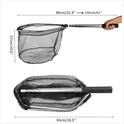 Professional Telescoping Fishing Landing Net - Aluminum Alloy Construction - Extends 55cm to 190cm with Folding Mesh Design