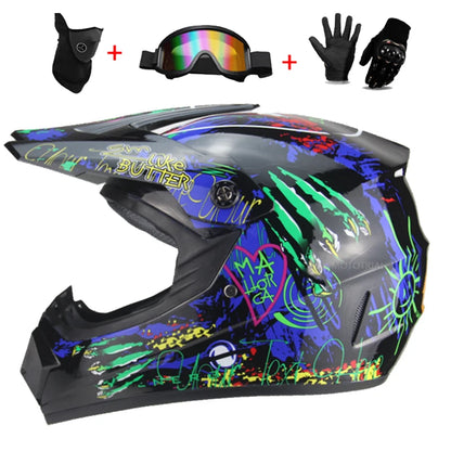 Youth Motocross Full Face Helmet - Kids Off-Road Safety Helmet with DOT Protection