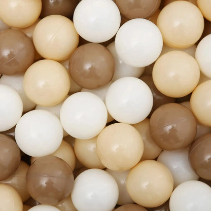 Eco-Friendly Ball Pit Balls - Soft Crush-Proof PE Plastic Ocean Balls 5.5cm with Mesh Bag (Neutral Beige, Coffee, Cream)