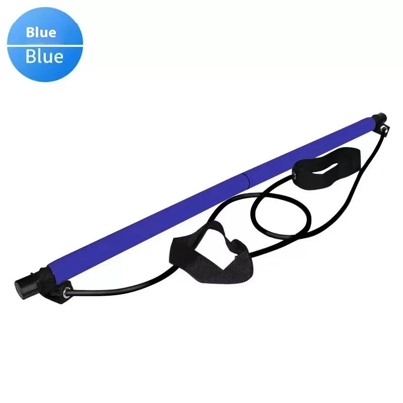 Adjustable Pilates Bar - Portable Home Fitness Rod with Resistance Bands for Yoga, Stretching & Toning Workouts
