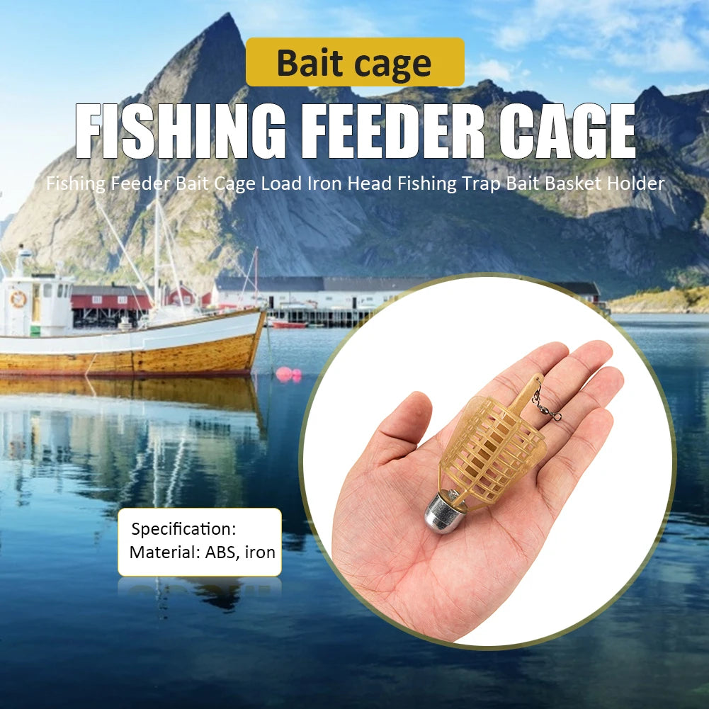 Fishing Bait Cage with Iron Head - Spherical Explosion Basket Feeder Holder Hook Tackle