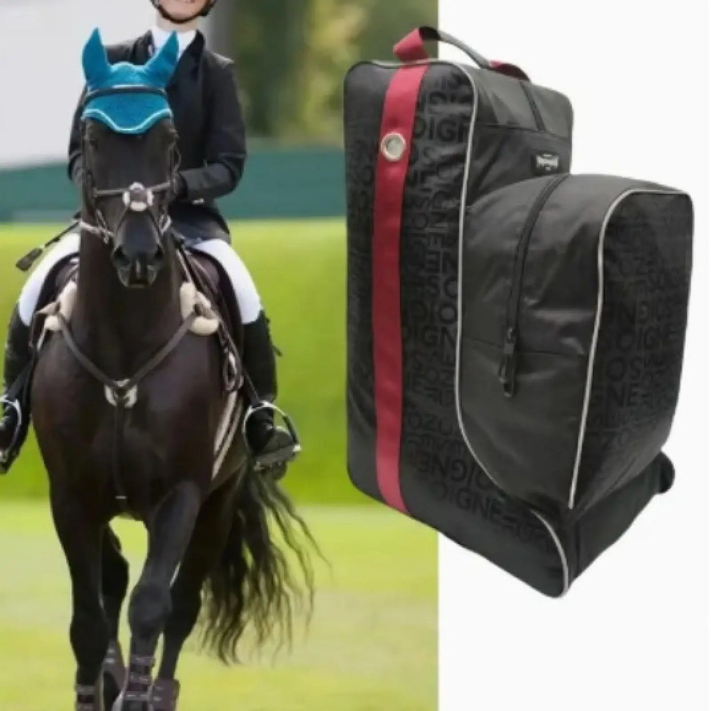 Equestrian Tall Boot Bag - Horse Riding Equipment Carry Pouch for Competition Boots and Horsewhip