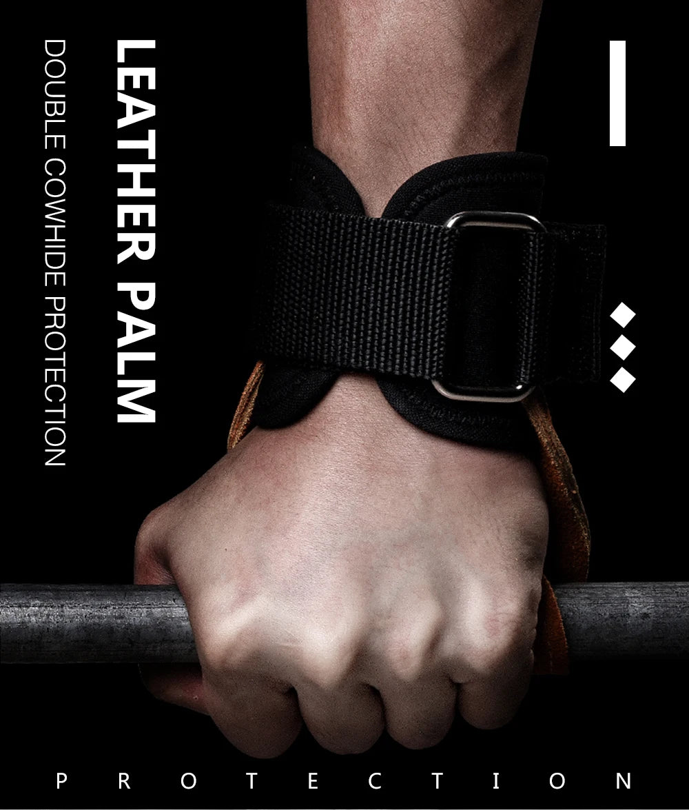 Premium Cowhide Gym Grips - Anti-Slip Palm Protection - Weightlifting, Fitness, Pull-Up, CrossFit Workout Equipment
