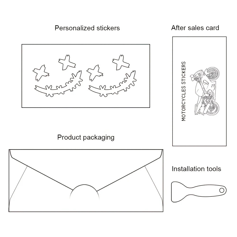 Reflective Smiley Motorcycle Stickers - 2PCS/SET Safety Decals for Enhanced Night Visibility