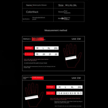 Full Finger Motorcycle Gloves - Breathable Leather Carbon Fiber - Men & Women - All Season Motorbike Motorcross Cycling Gloves