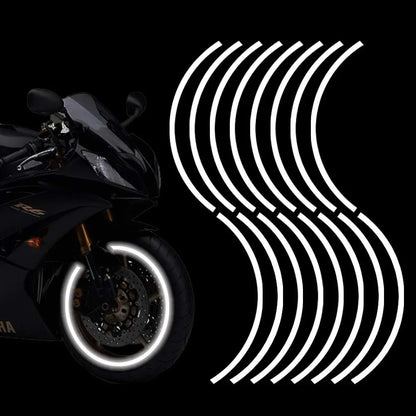 Reflective Wheel Rim Stripe Decals - 16-Piece Set for 17-19" Motorcycle, Car & Bicycle Wheels - Night Safety Stickers