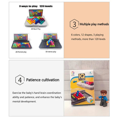 120 Challenges IQ 3D Puzzle Board Game - Classic Pyramid Plate Pearl Logical Mind for Children - Montessori Toys Gifts