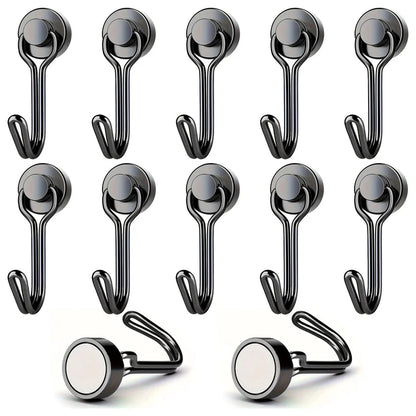 Heavy Duty Neodymium Magnetic Hooks - Extra Strong Magnets for Camping, Garage & Outdoor Storage (10-30 lbs, 3-20 Pack)