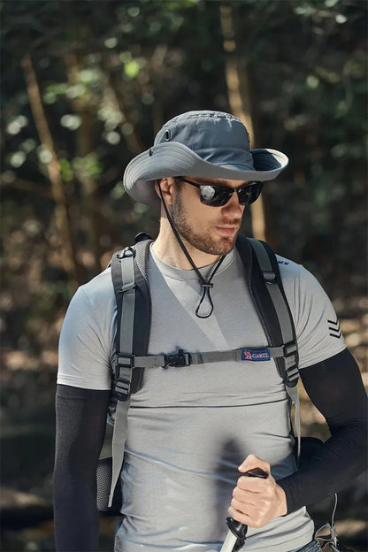 Men's Summer Fisherman Bucket Hat - Wide Brim Sun Protection Cap for Outdoor Activities
