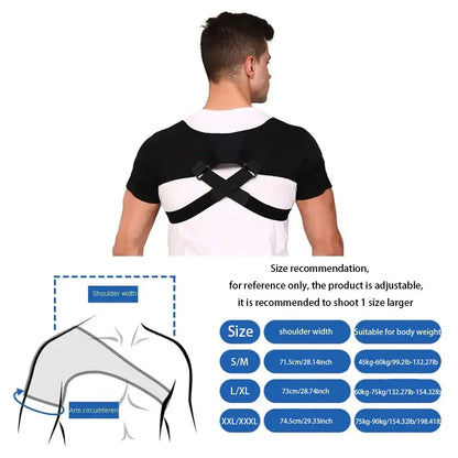Adjustable Cross Compression Shoulder Brace - Double Bandage Support Strap for Rotator Cuff, Posture Correction & Joint Pain Relief