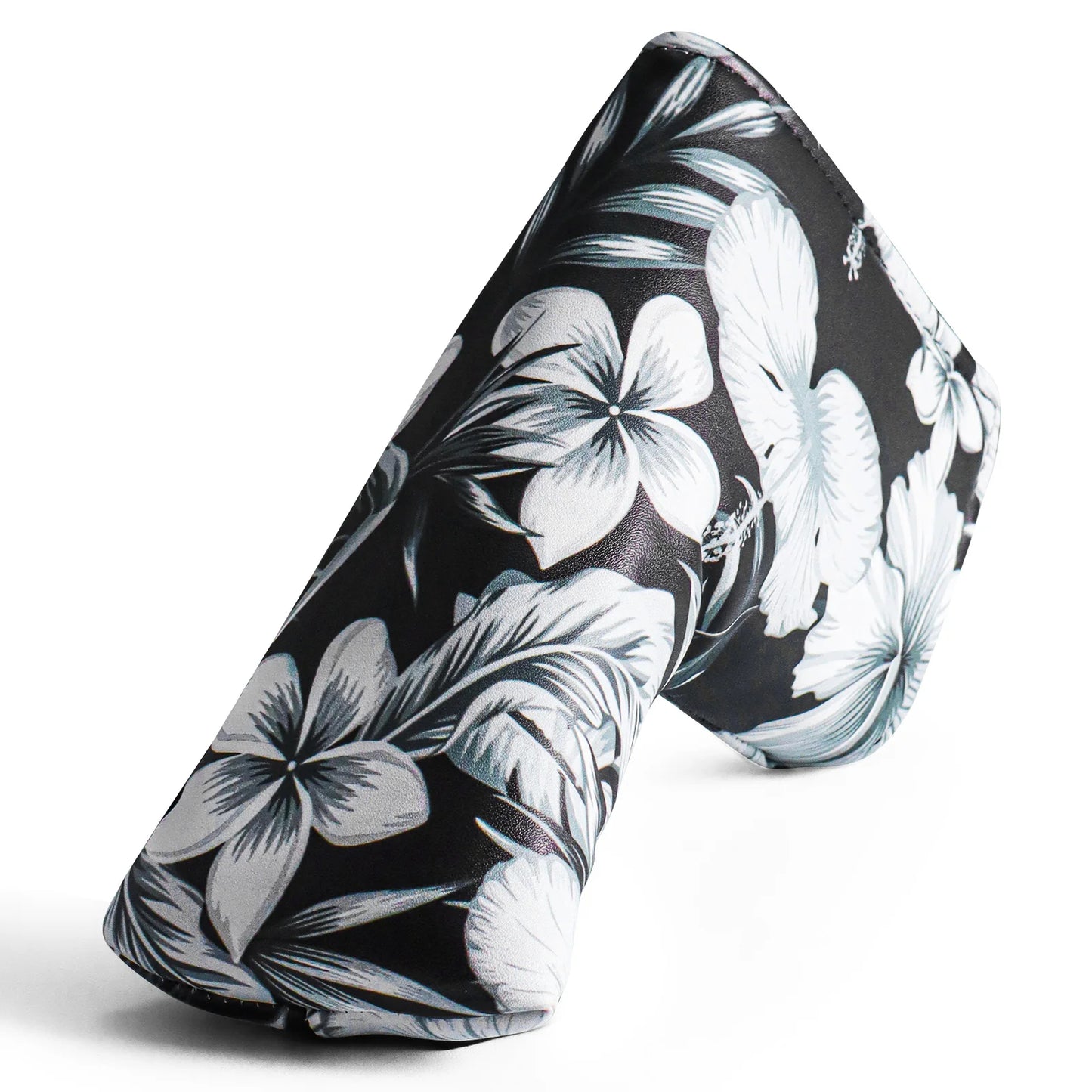 Golf Putter Head Cover - PU Leather Blade Club Protector in Black & White, Universal Fit for Men & Women