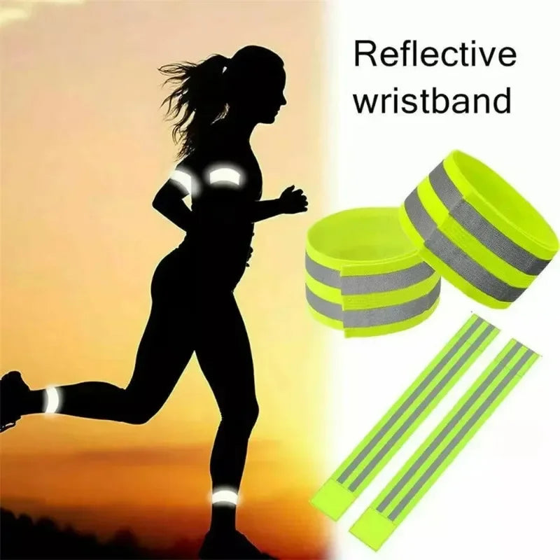 High Visibility Reflective Safety Bands - Wrist Arm Ankle Leg Straps for Night Walking Cycling Running
