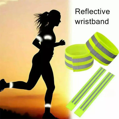 High Visibility Reflective Safety Bands - Wrist Arm Ankle Leg Straps for Night Walking Cycling Running
