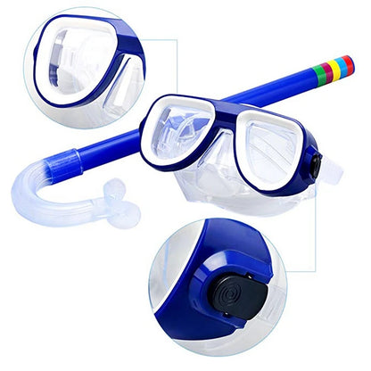 Kids Anti-Fog Diving Mask Set with Breathing Tube - Shockproof Underwater Swimming Goggles with Adjustable Band for Snorkeling