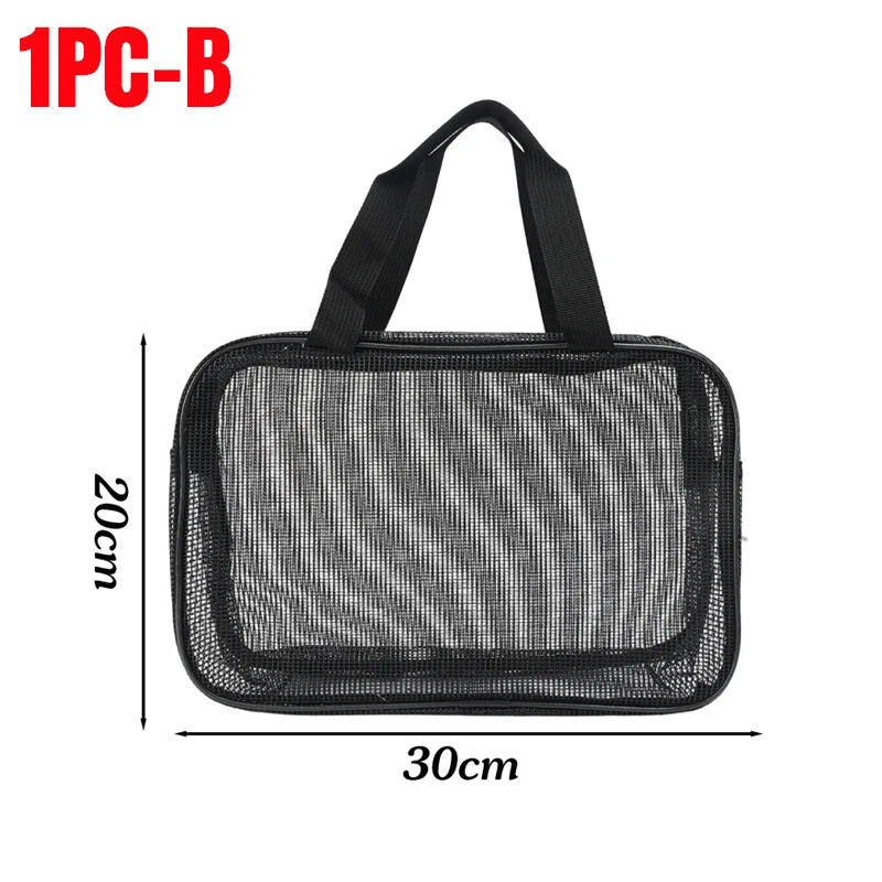 Large Capacity Mesh Toiletry Organizer - Travel Bathroom Storage Bag