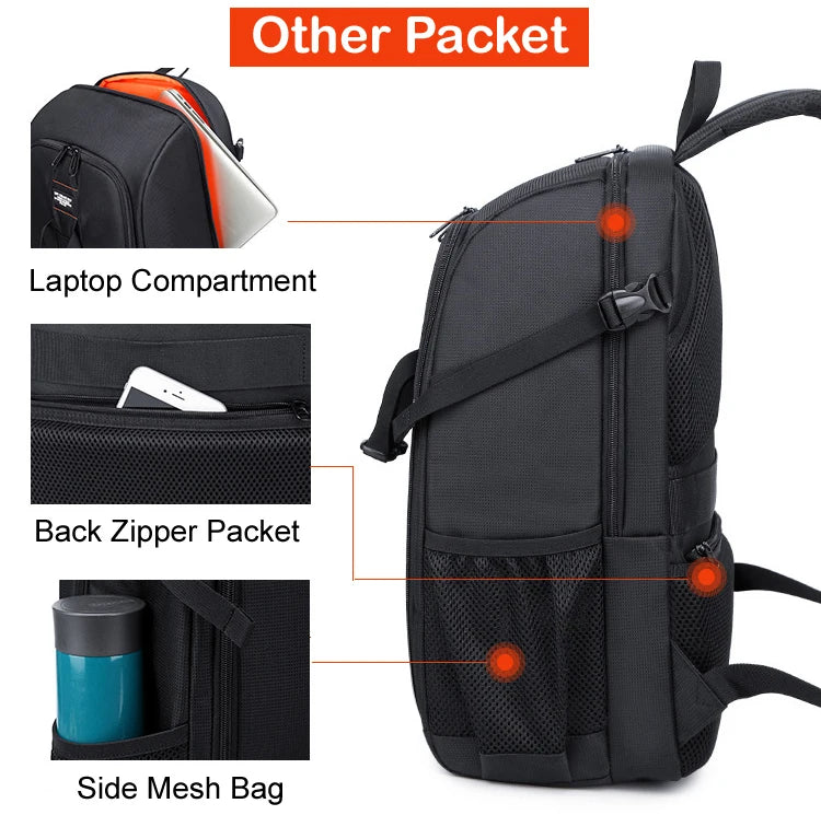 Large Capacity Camera Backpack - Waterproof DSLR Bag with Tripod Holder & Rain Cover