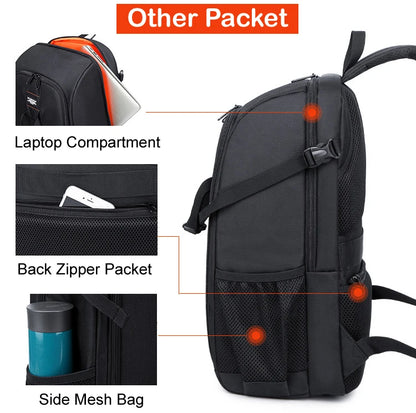 Large Capacity Camera Backpack - Waterproof DSLR Bag with Tripod Holder & Rain Cover